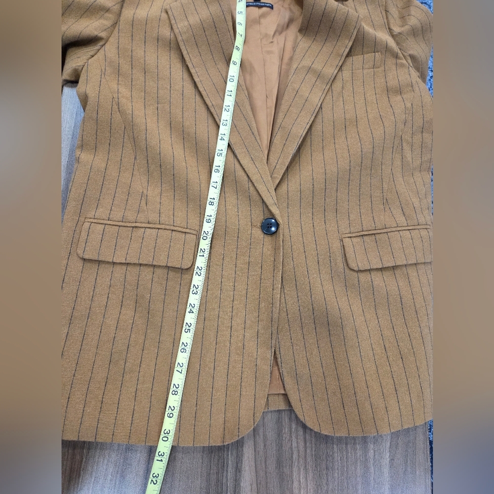 Madewell Oversized Blazer in Pinstripe Fallen Timber Padded Shoulders Size 6 - Picture 8 of 16